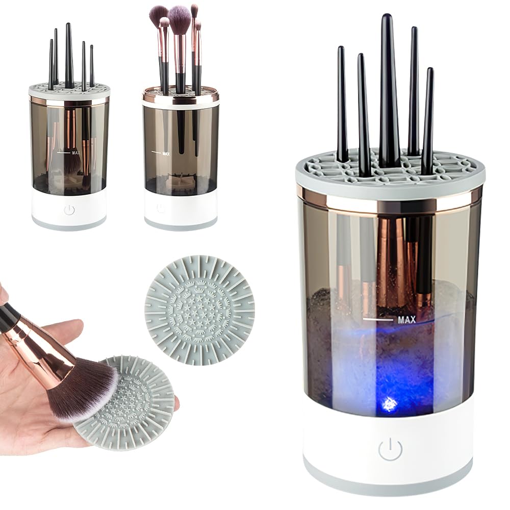 YANGUN Máquina limpiadora de brochas de maquillaje, limpiador de brochas de maquillaje giratorio automático, eléctrica USB, 7000 rpm para brochas de maquillaje de todos los tamaños