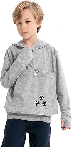 Miniatura 3 de LINYUCHEN Sudadera con capucha para niños y niñas, con bolsa de gato, sudadera de manga larga con orejas de gato