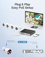Vista 7 de LongPlus Sistema de cámara de seguridad para el hogar con cable de 12 MP, 4 cámaras de vigilancia UHD PoE de 12 megapíxeles, detección de vehículos