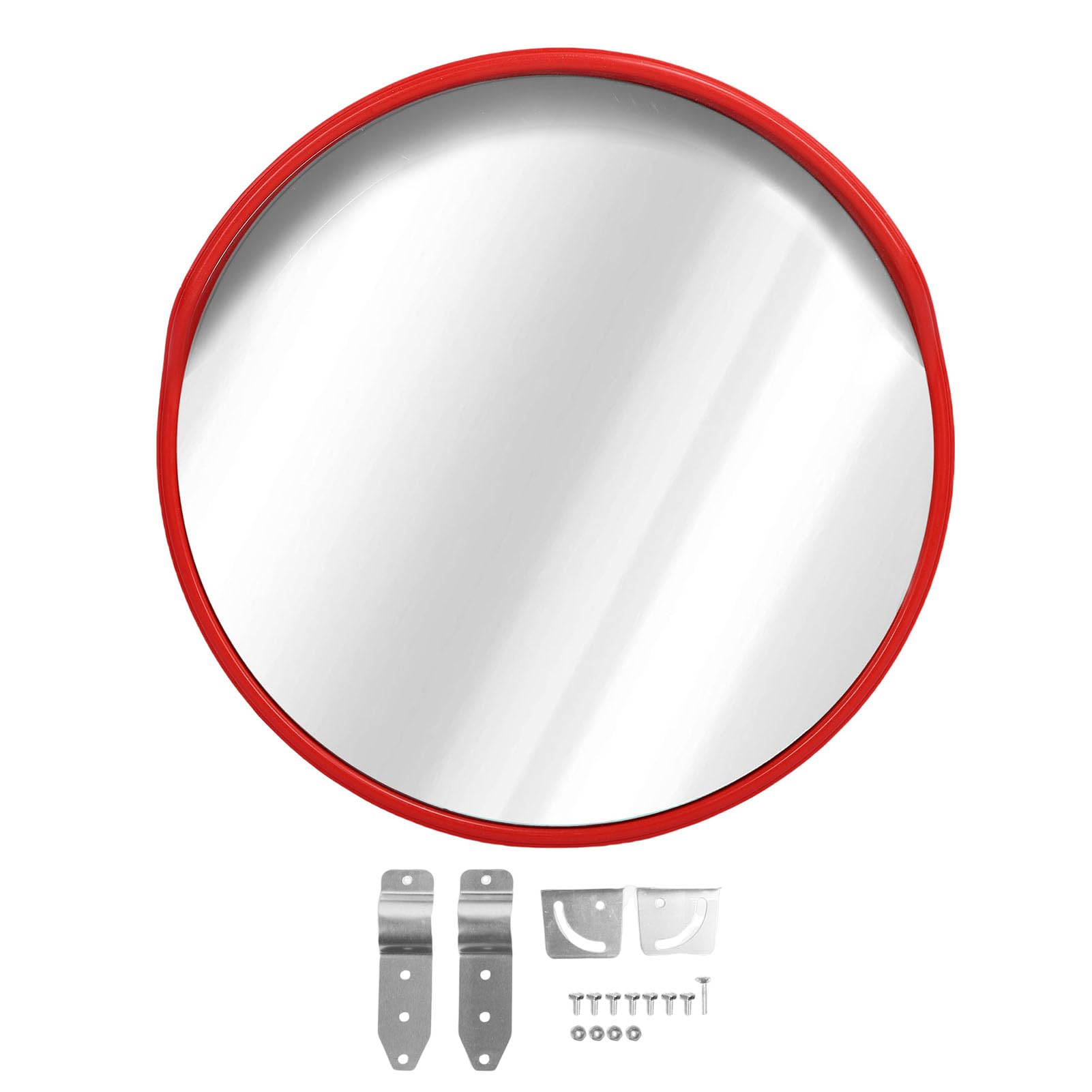 Specchio di Sicurezza per Esterni Infrangibile Grandangolare per la Sicurezza del Vialetto Specchio per Traffico Convesso da 60 Mm Rosso (45 cm/17,7 pollici)