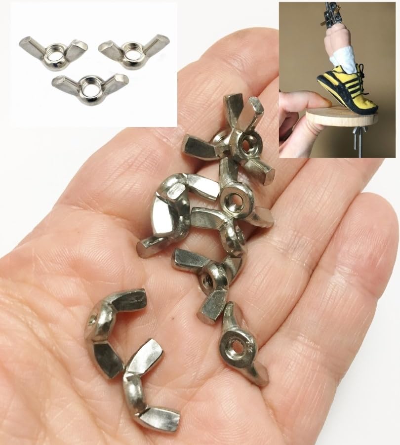 M00765-10 MOREZMORE 10pc Metric M3 Thread Wing Nuts Stop Motion Puppet Tie-Down for Ball and Socket Stop Motion Puppet Armature Humanly Posable Armature Parts HPA