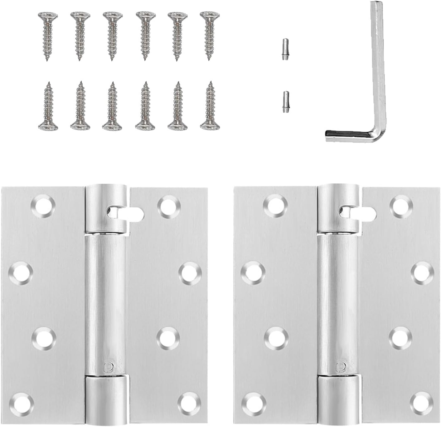 4 inch Self-Closing Door Hinges Stainless Steel Heavy Duty Spring Hinges 4inch Stainless Steel Mortise Spring Hinges with Mounting Screwdriver Hardware (4 Pack)