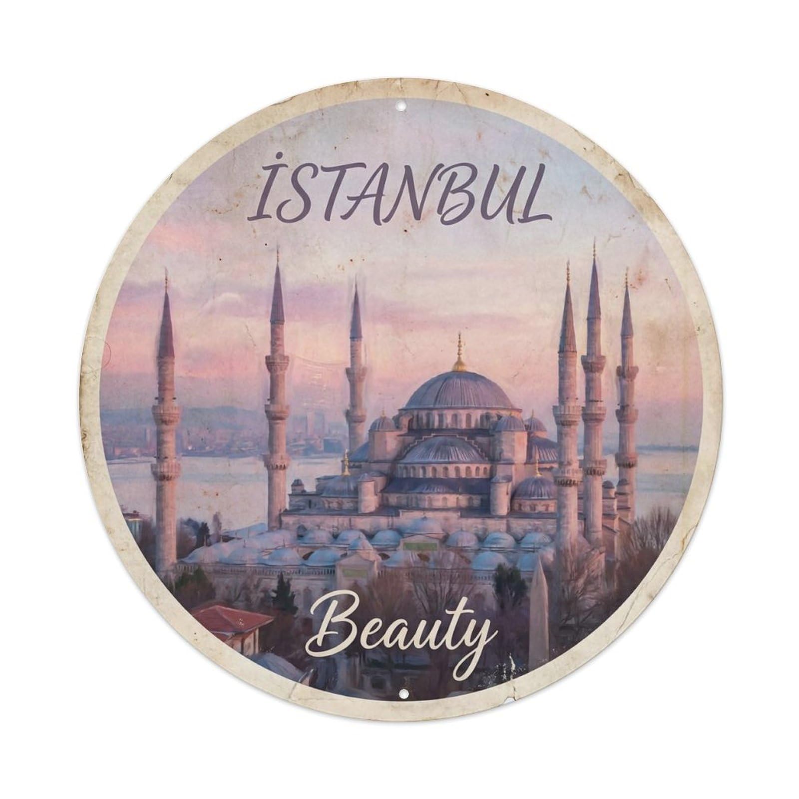 Vintage Travel Istanbul Turkey Beauty Vintage Metal Tin Sign Plaque Wall Decor for Cafe, Club Bar, Office, Garden Metal Poster 8x8Inch