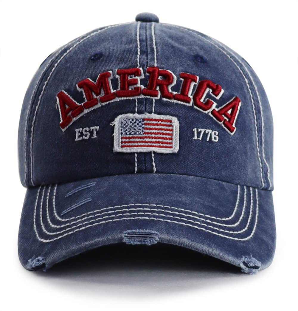 GzacDeope Distressed American Flag Hat
