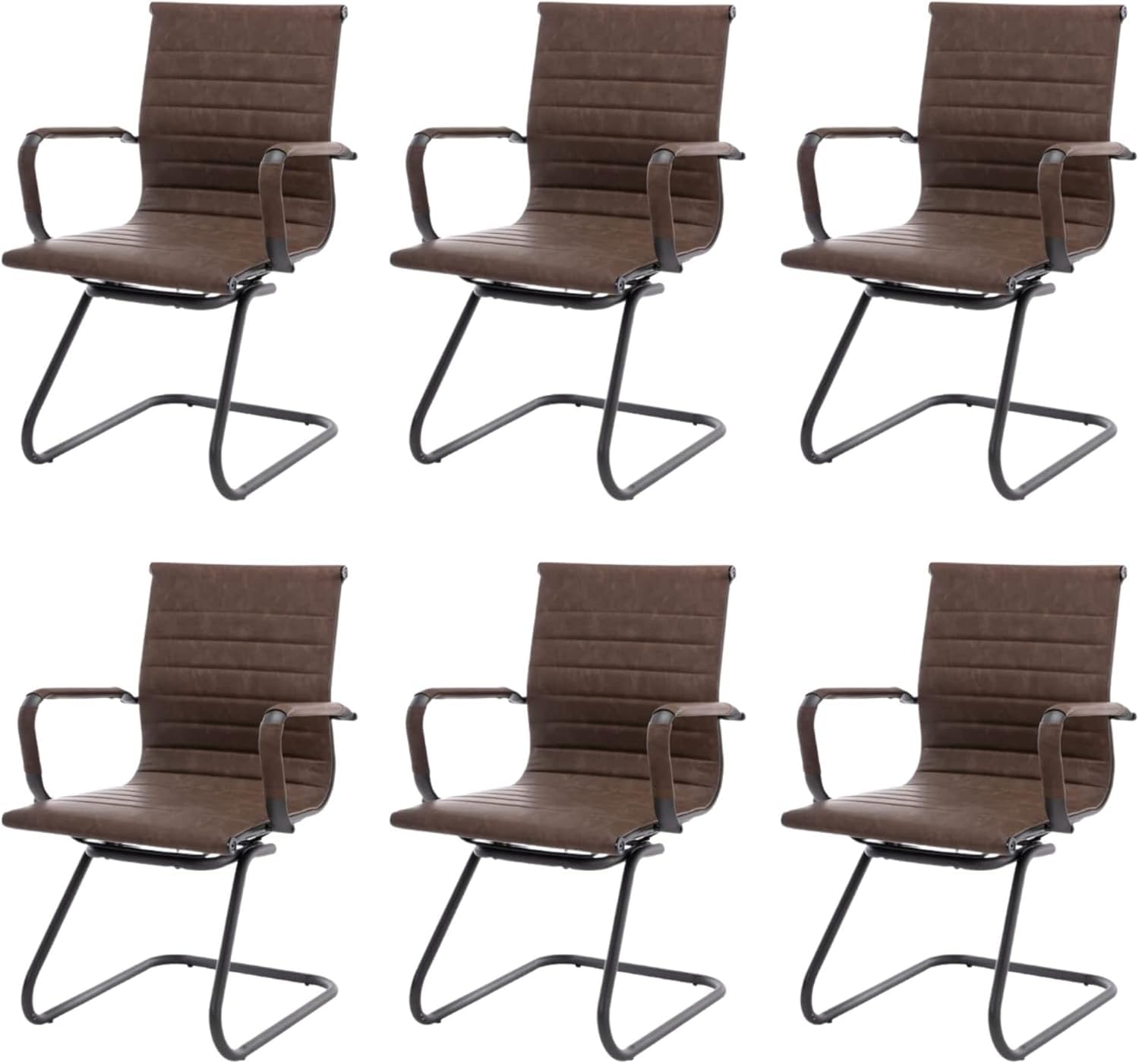 HNY 6-Pack PU Leather Office Guest Chairs