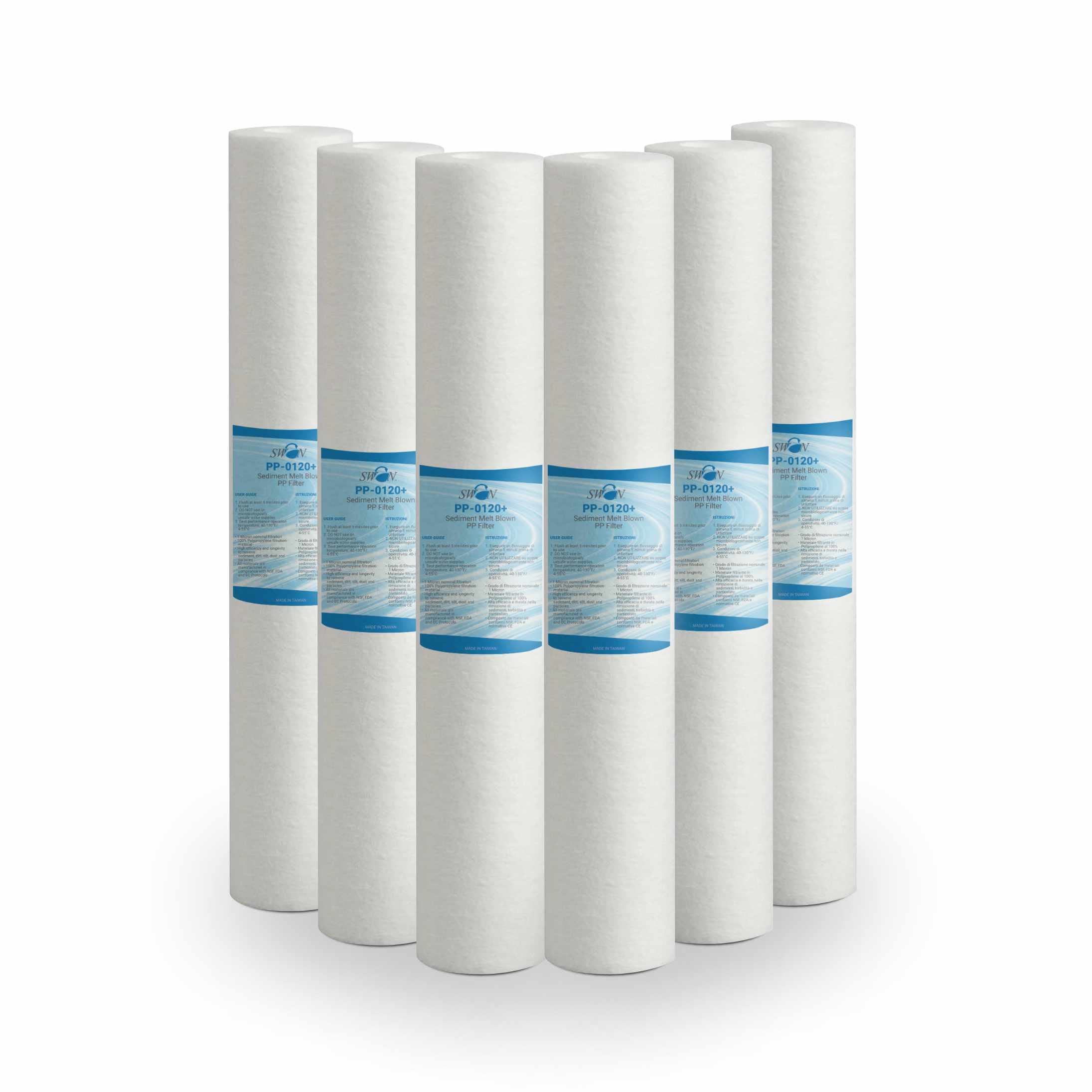 Filtro Sedimenti 20 Pollici 1 Micron Ultrafiltrazione. Elimina Sabbia, Fango, Particelle di ruggine e impurità sospese fino a 1 Micron in Polipropilene Confezione da 6 pezzi