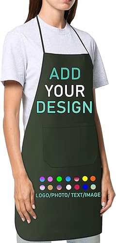 Miniatura 3 de Delantal personalizado con 2 bolsillos, personalizable con nombre, texto, logotipo, foto, cocina, horneado, delantal de cocina para mujeres y hombres