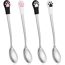 4 Pieces Dog Cat Pet Food Can Spoon Stainless Steel Cat Food Spoon Pet Claw Spoons for Wet-Food Dog Cats Food-Can White, Black