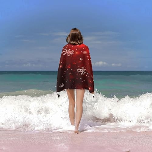 Miniatura 89 de DADABULIU Bath Towel Christmas Red Snowflake Xmas Beach Towels Soft Absorbent Washcloths Quick Dry Luxury Hotel Quality Towelling for Adults Kids