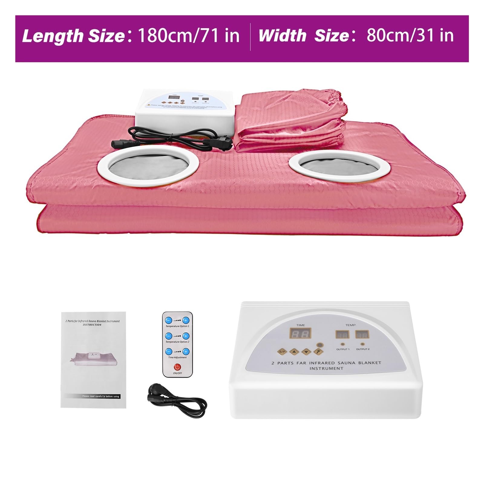 Sauna Box, Slimmimg Manta De Sauna Infrarroja Digital Pérdida De Peso Desintoxicación Térmica, Manta Calefactora De Sauna con Mangas Salón Spa En Casa Mujeres Hombres para la comodidad del hogar(Pink)