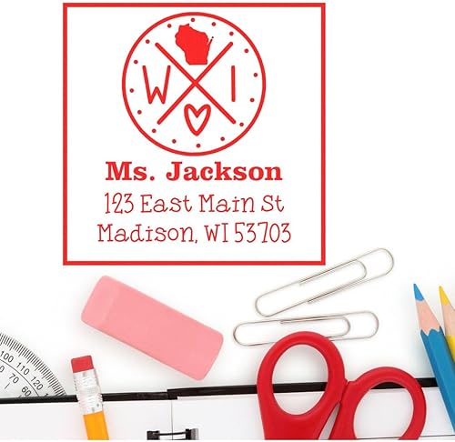 Miniatura 328 de Texas State Love - Sello de dirección cuadrado, uso con almohadilla de sellos, sello de correo de Texas, tamaño 1-5/8 pulgadas Manija