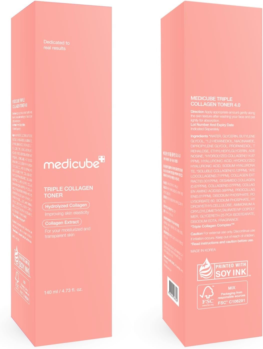 Medicube TRIPLE COLLAGEN TONER 4.0, 140 ml – Toner facial avec effet hydratant et raffermissant