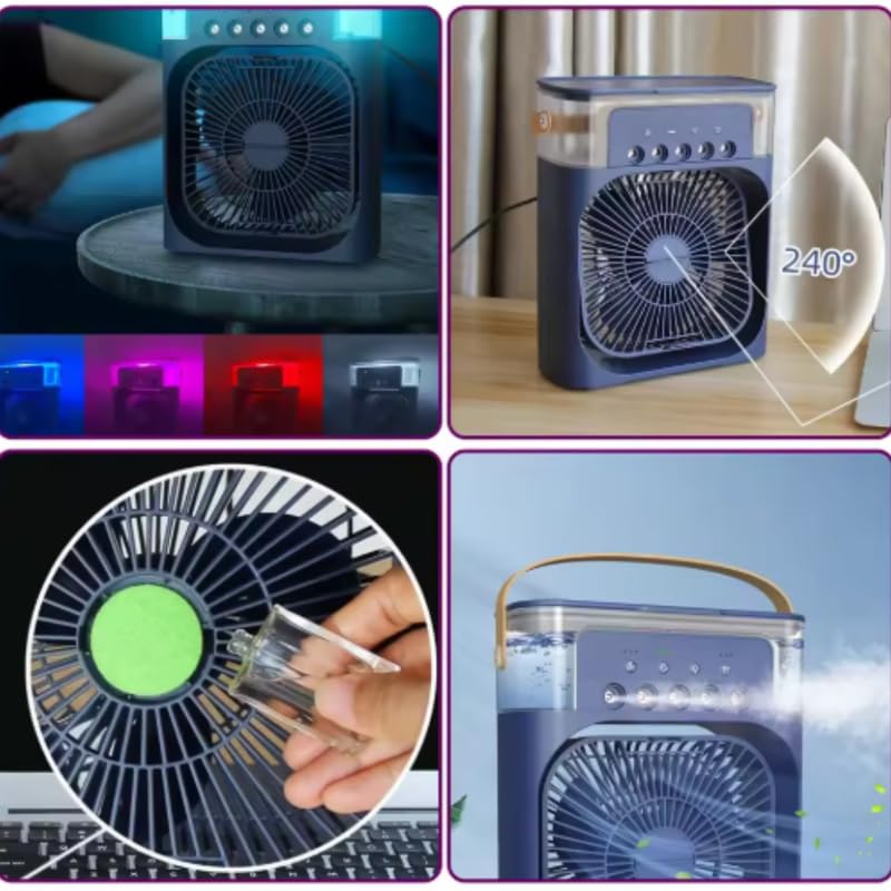 Image of Drumstone Best Performance - ๐๐-๐๐๐๐ซ ๐๐๐ซ๐ซ๐๐ง๐ญ๐ฒ Compact Air Cooler Fan with LED Night Light - 4-in-1 Cooling, Humidifying, Purifying & Fan Mode for Home, Car, Office & Travel