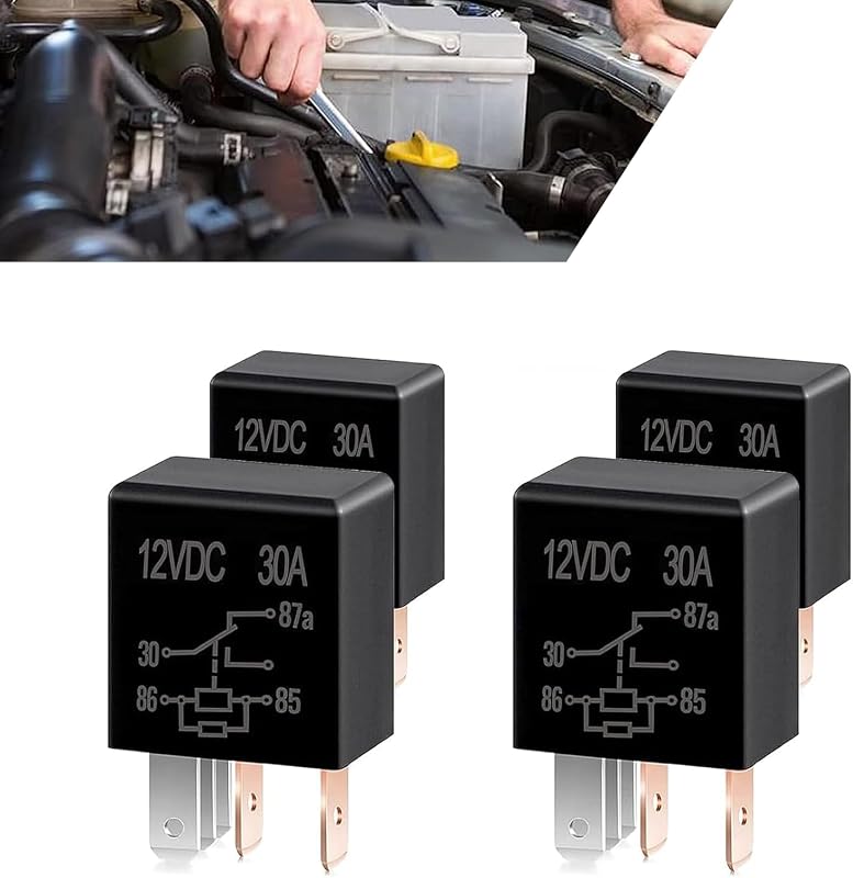 Relé automotivo 5 pinos yorpyep 12 V 30 A para ar-condicionado, ventoinha e bomba de combustível – Conjunto com 4 unidades