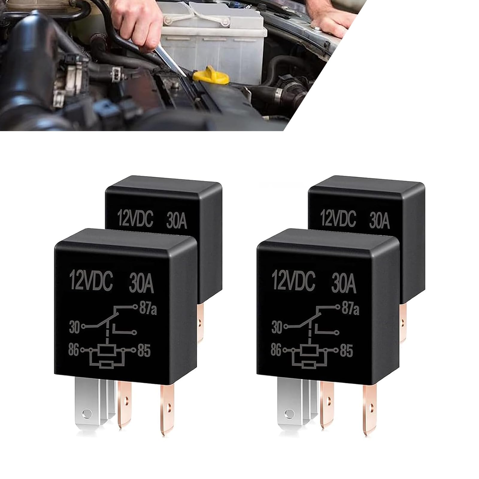 2 PCS 5 Pin Relay, DC 12 V 30 A Multi-Purpose Oil Pump Air Conditioning Fan Relay Heavy Duty Accessories, Waterproof Housing Plug and Play Motor Replacement, for Most Cars Trucks (Black)-image-10