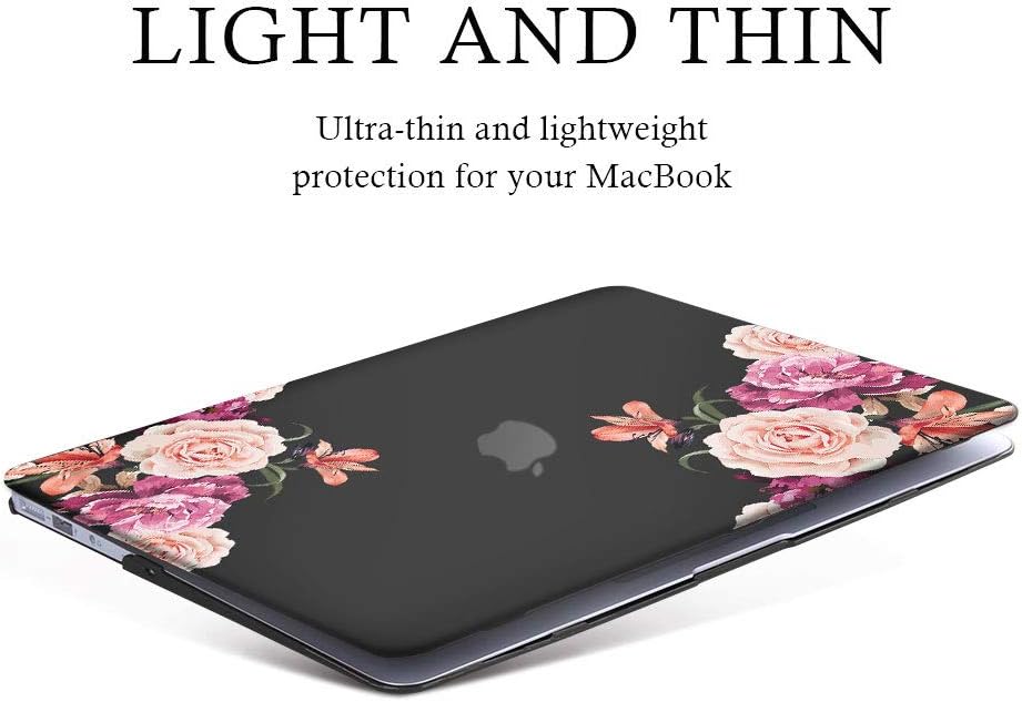 iLeadon Macbook Pro 13 Inch Case With CD ROM 2008-2012 Release Model A1278 Rubberized Hard Shell Cover+Keyboard Cover For MacBook Pro 13" Non Retina Display, Peony Flower