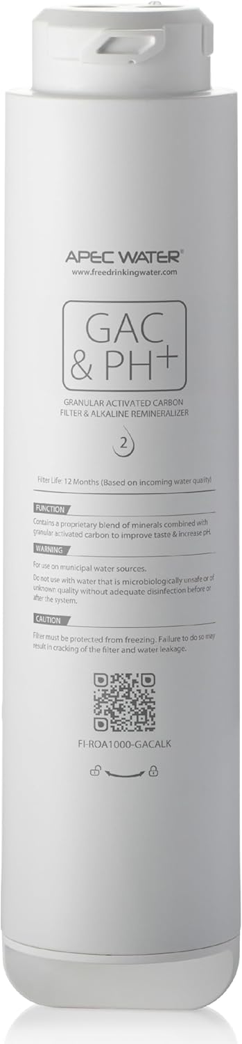 APEC WATER FI-ROA1000-GACALK Replacement RO Filter for ROTL-A1000, ROTL-A1000ALK RO System, 12 Months Granular Activated Carbon GAC and Alkaline Filter Replacement NSF 372 & 58, 1K+ Impurities Removed