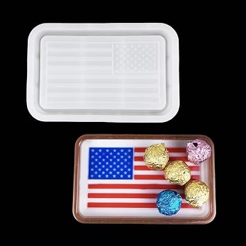 Resin Tray Mold American Flag Tray Silicone Mold Rectangle Tray Resin Mold Jewelry Plate Mould for Epoxy Resin DIY Crafts Trinket Candy Candle Container Soap Dish Home Decoration