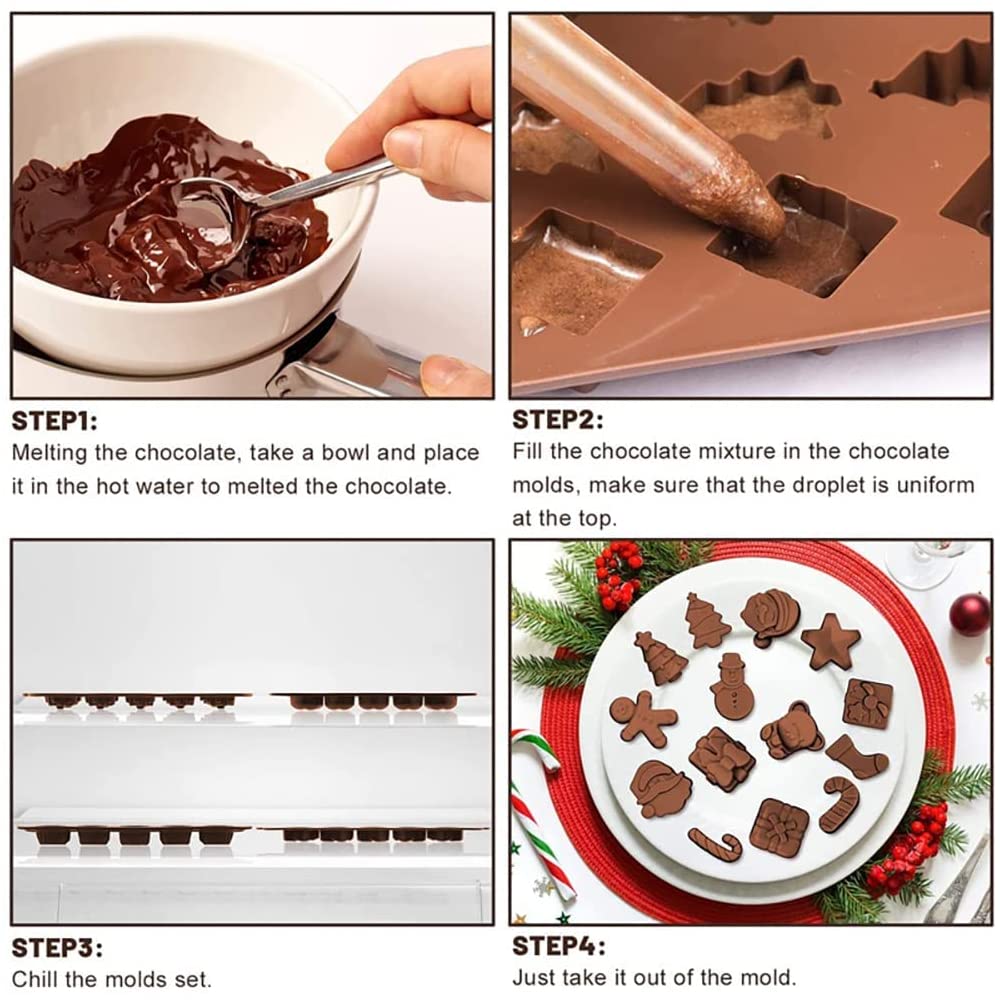 2 Moldes De Silicona Navideños - Para Chocolate, Caramelos Y Gelatinas, Con Patrones Festivos