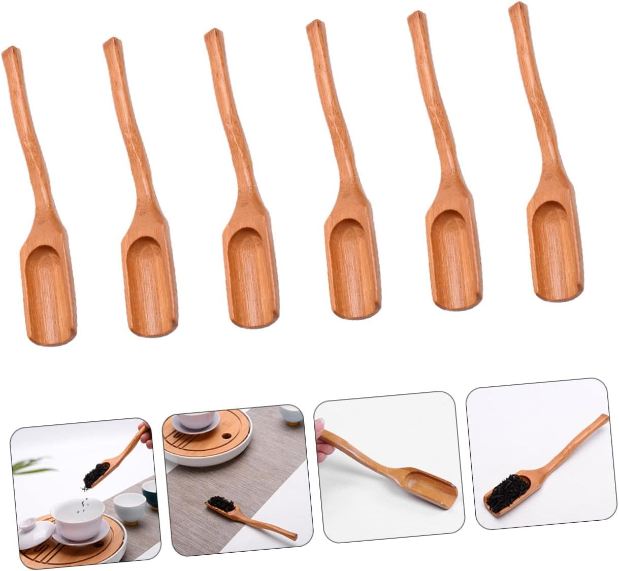 Kichvoe 6pcs Tea Scoops Long Handle Ergonomic Curved Tea Spoons Serving for Home Office