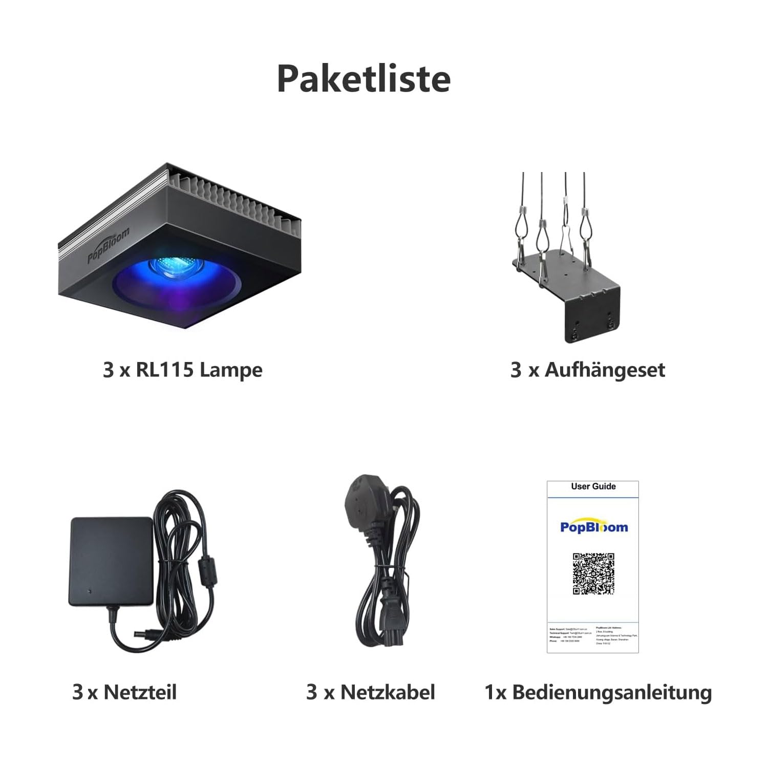 NEU PopBloom RL115 WiFi Meerwasser LED Lampe 360W, Vollspektrum Led Aquarium Beleuchtung für Reef Coral SPS/LPS Fischaquarium, APP unterstützt Deutsch