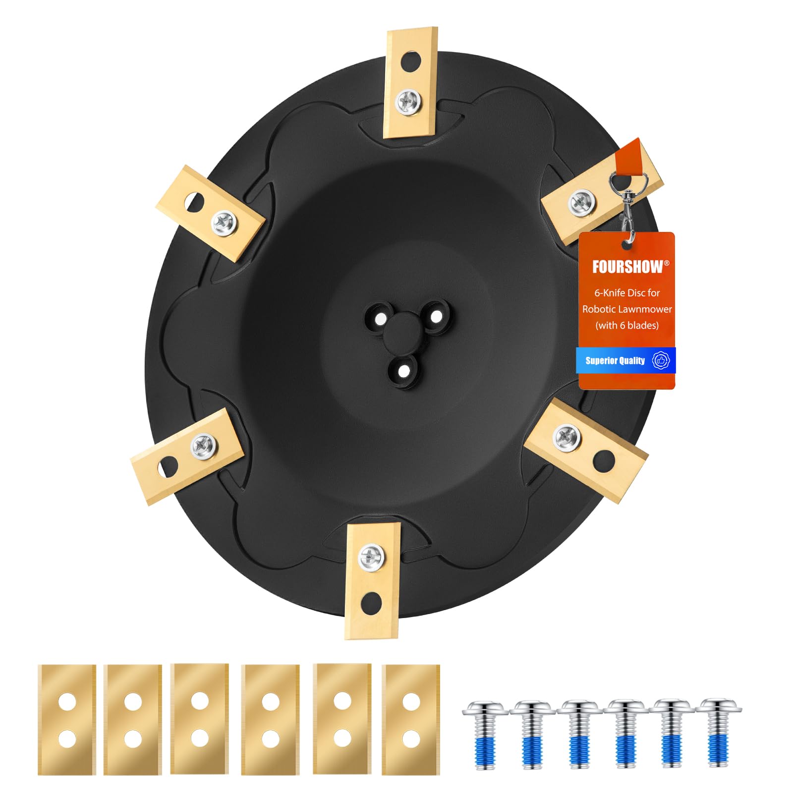FourShow [Upgrade] Blade Discs + 6 Pieces Replacement Blades Compatible with Eufy E15 E18, TerraMow V600, V1000, S800 S1200,Robotic Lawn Mower Rotary Disc