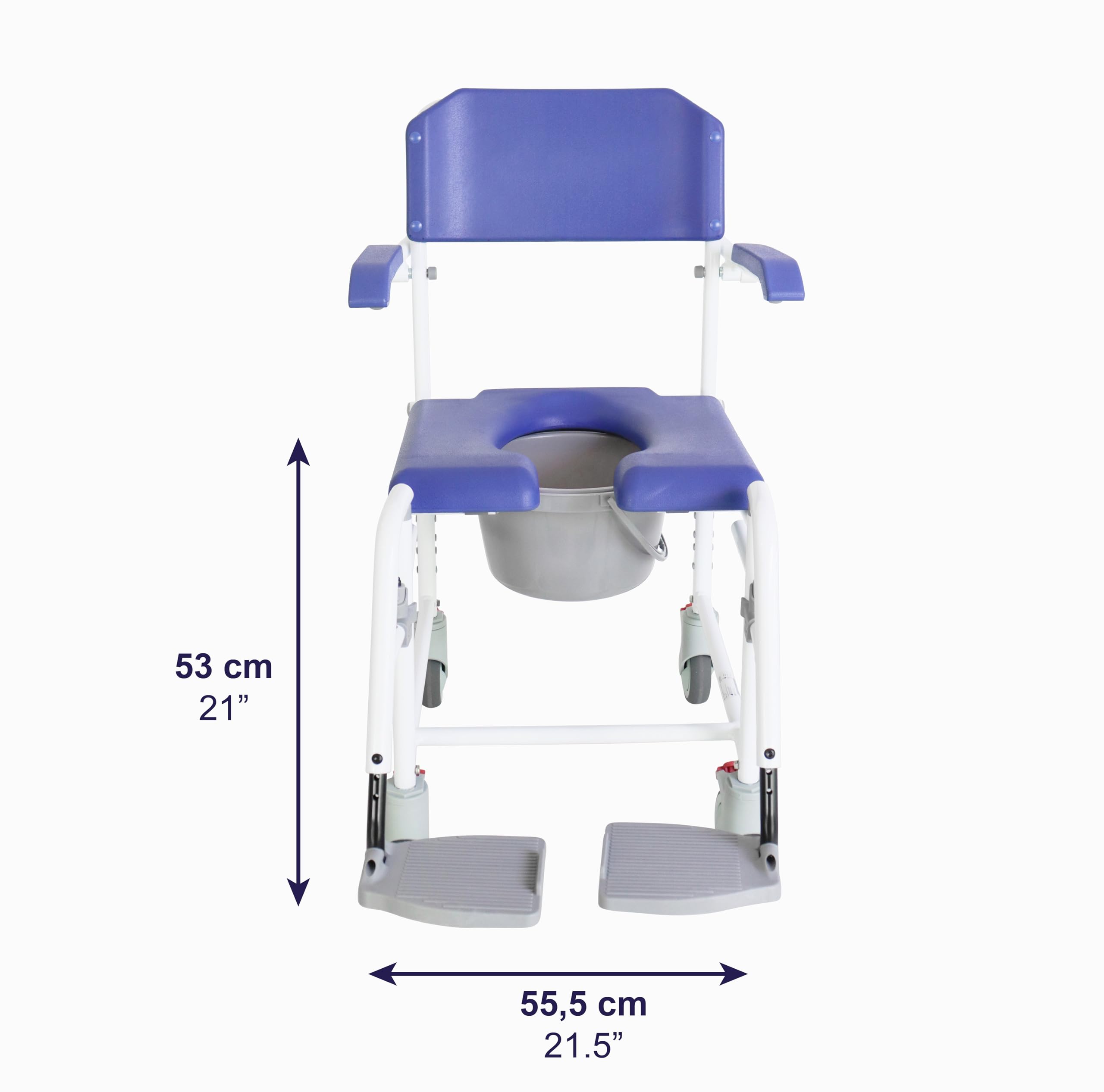 KMINA Sedia per Doccia Anziani con Ruote (Versione 2.0 Freni Potenziati) Comoda Wc per Anziani Multifunzione Blu - Modello PRO