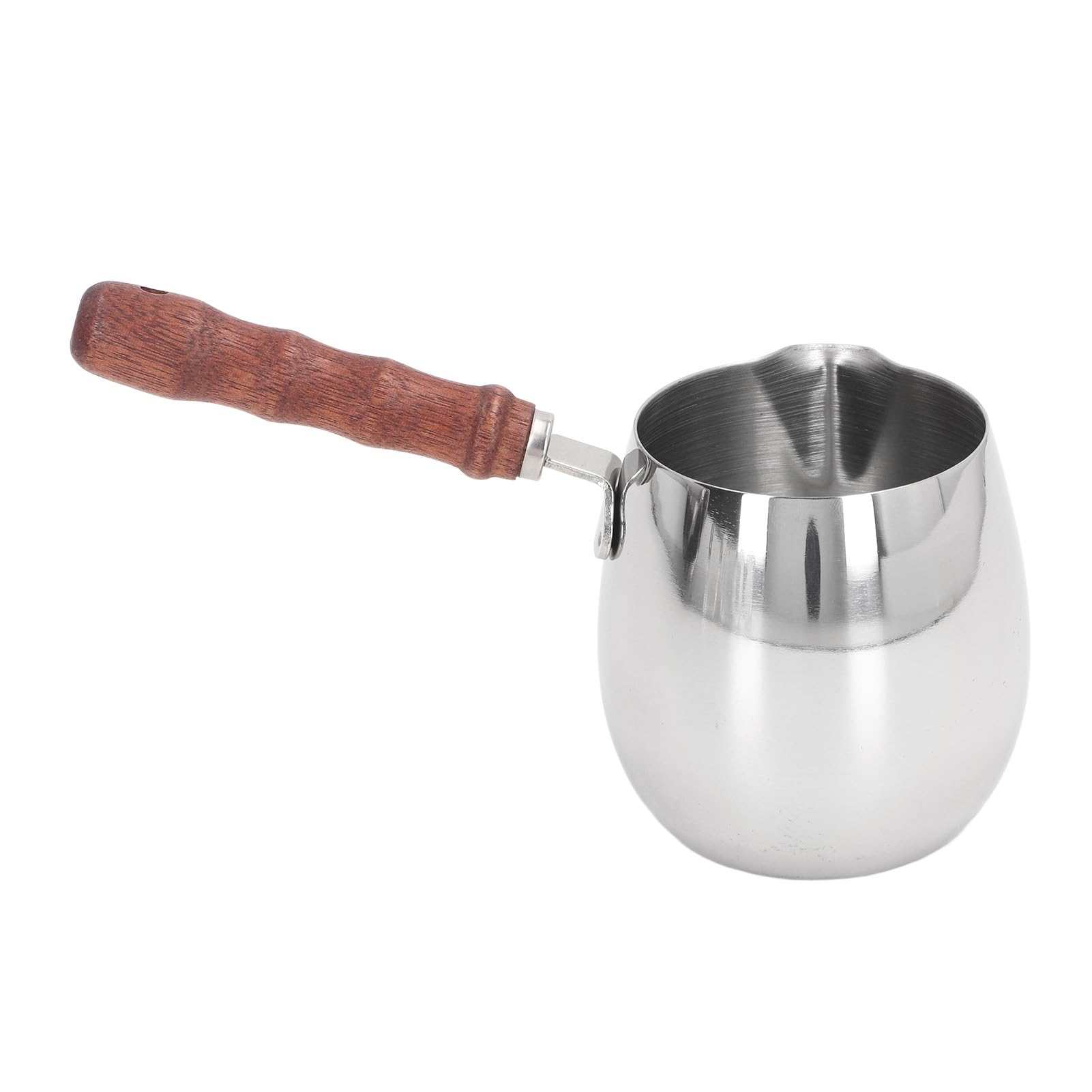 Mini Butter Melting Pot,Coffee Milk Warmer, 304 Stainless Steel Butter Warmer Pan with Wooden Handle for Home Outdoor (300ML)