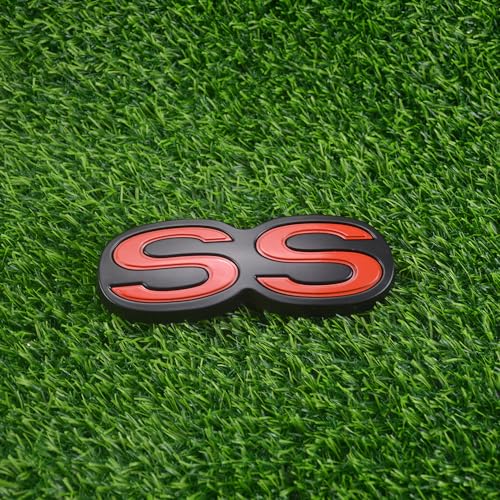 Image of 1Pc 1971 1972 Chevelle El Camino Super Sport SS Rear Bumper Emblem Letters with Hardware Replacement for SS (Black Red)