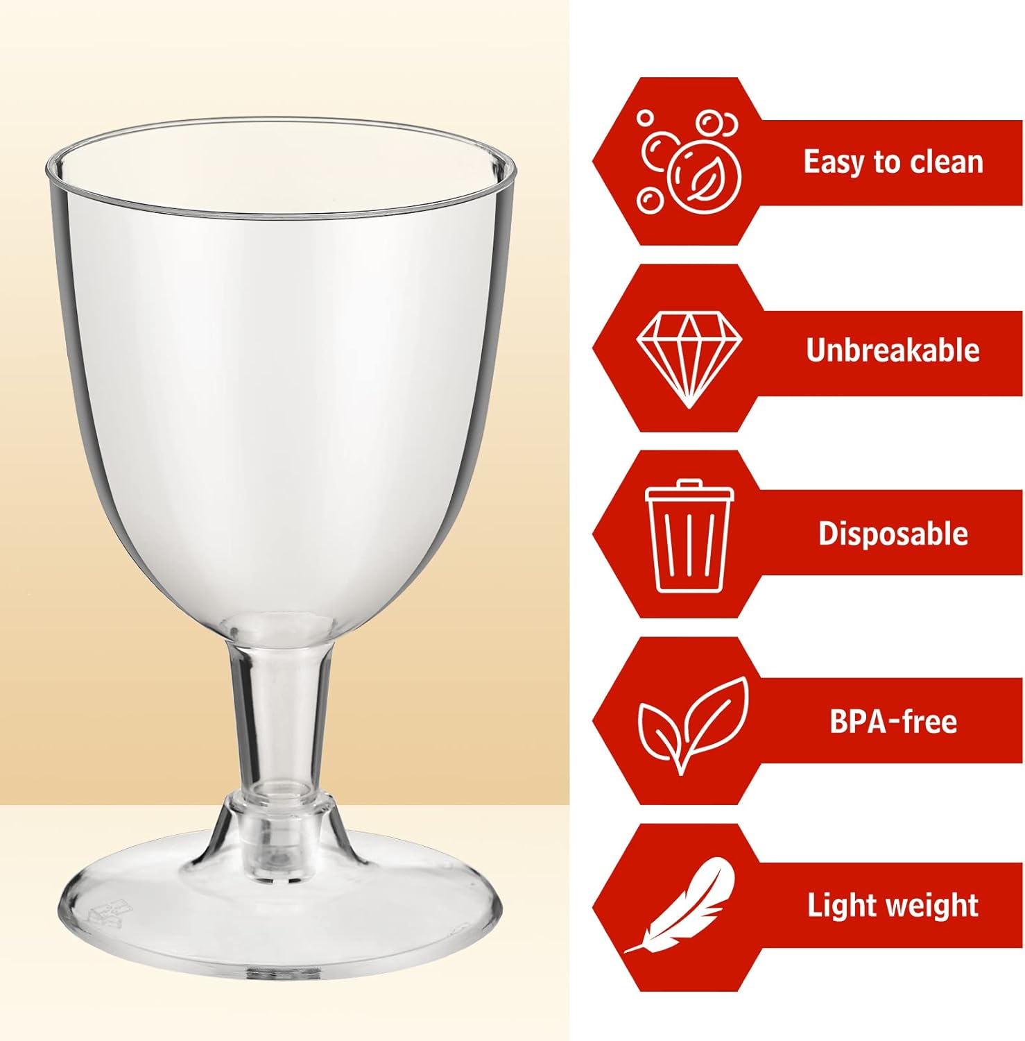 Thenshop 200 Pack 6 oz Disposable Plastic Wine Glasses with Stem, Clear Wine Glasses Cups for Weddings Birthdays Bridal Shower Party Favor - Image 3