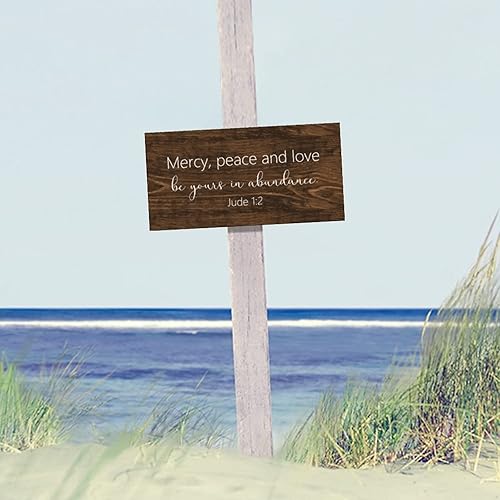 Miniatura 4 de Letrero de madera con texto en inglés "Mercy,peace and Love Be Yours in Abundance" para decoración de pared de madera rústica para sala de estar,