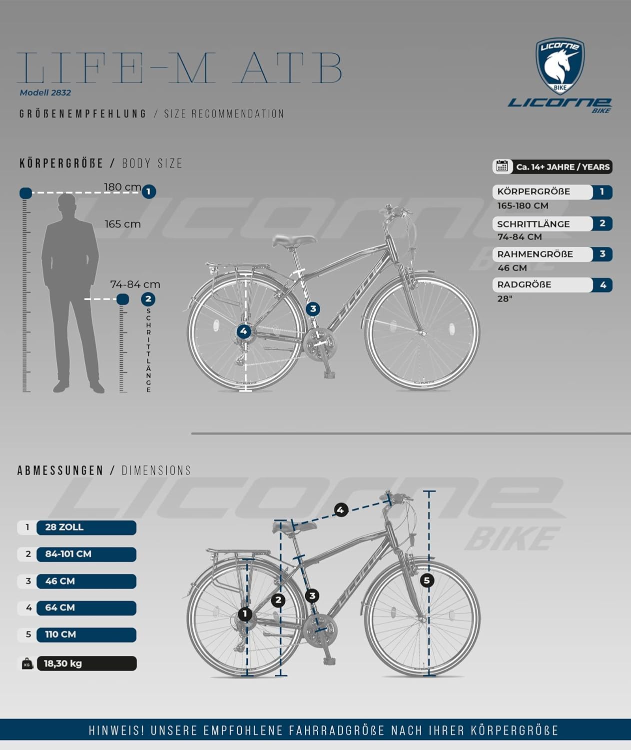 Licorne Bike Trekking Bike 28" 21 Gang Schaltung Citybike