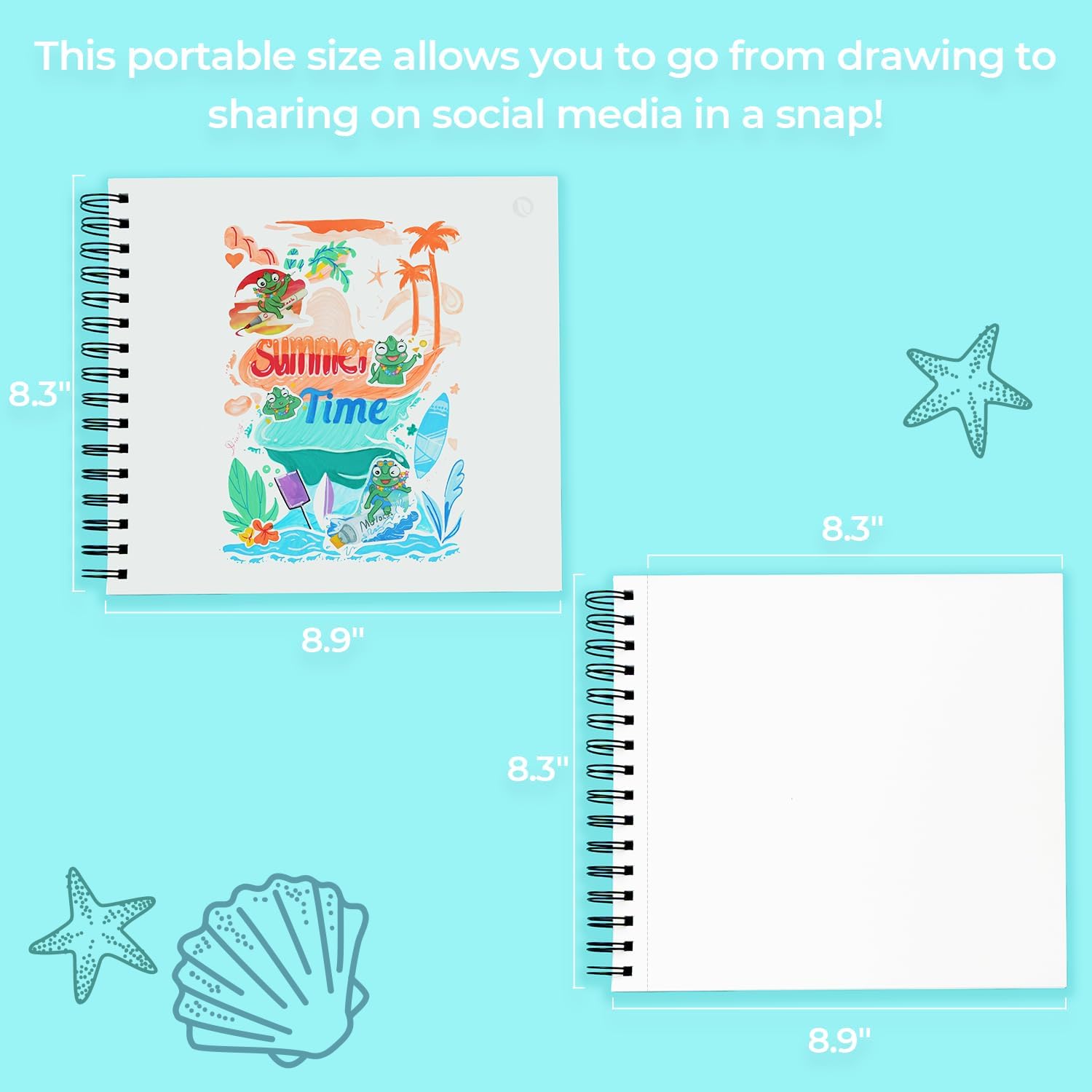 Ohuhu Double-Sided Marker Pad Art Sketchbook Bleedproof - 8.3"x8.3" Square Paper Size - 90 lb/150 gsm Smooth Drawing Paper - 60 Sheets/120 Pages, Spiral Bound Sketching Book for Alcohol Markers - Image 7