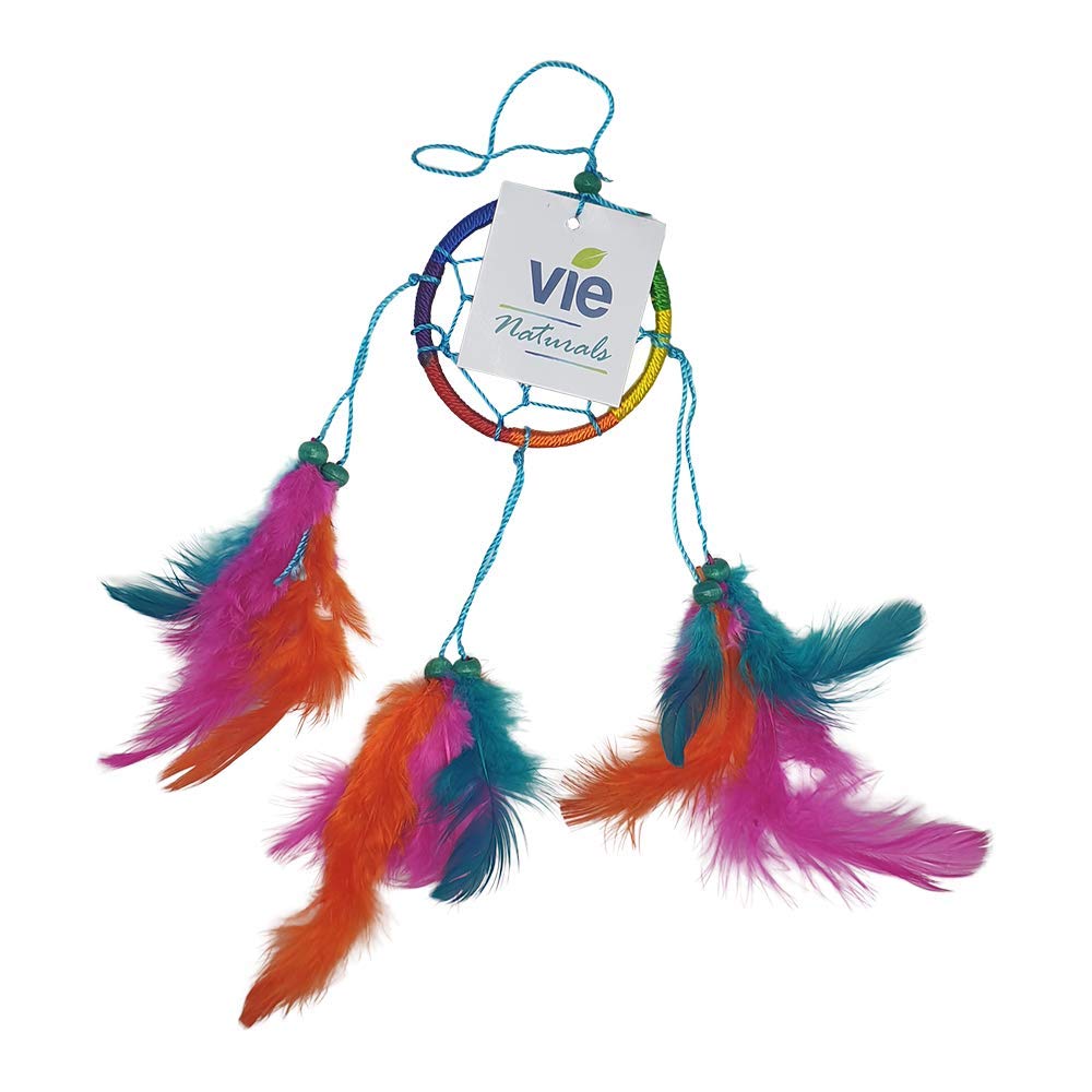 Vie Naturals Dream Catcher, Small, 6cm Ring With Bead Rainbow