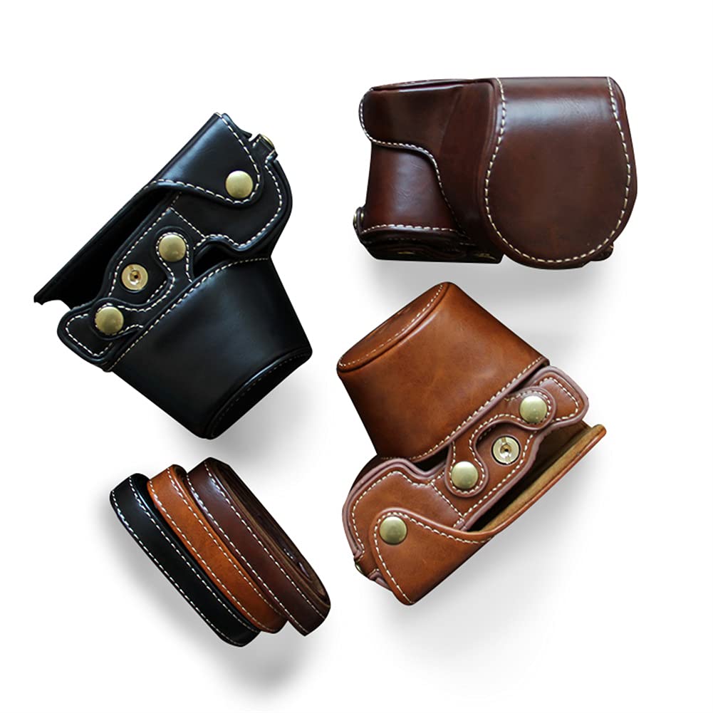 Borsa per Fotocamera in Pelle PU Premium, Custodia per La Protezione della Fotocamera, per Sony A6000 / A6300 / A6400, Contro Polvere, Graffi E Danni,caffè