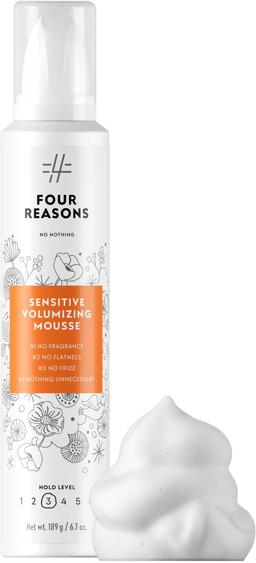 Strong Mousse - Fine Hair Volumizing Mousse, Fragrance-Free Mousse for Curly Hair, Styling Foam for Sensitive Scalp, Strong Hold & Lightweight Volume - Hypoallergenic & Alcohol Free, 6.8 oz