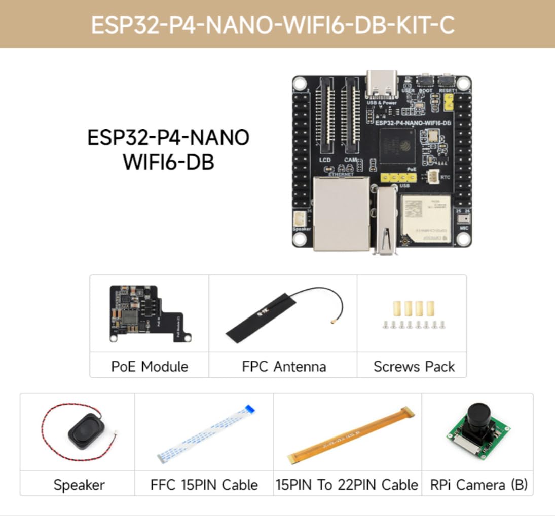TUOPUONE ESP32-P4-NANO-WIFI6-DB zestaw C, RISC-V dwurdzeniowy 400 MHz + jednordzeniowy 40 MHz