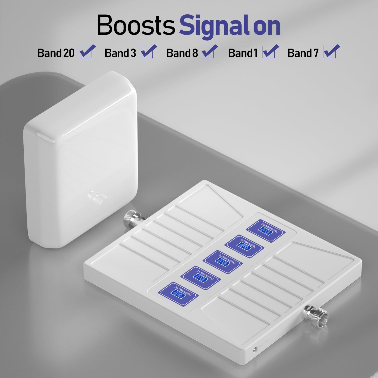 Amplificador de Cobertura Móvil y Amplificador Señal Móvil Rural, Amplificador 4G/3G LTE para Casa hasta 250 m² - Repetidor Compatible con Banda 20/8/3/1/7 y Operadores (Yoigo, Orange, Vodafone, etc.)