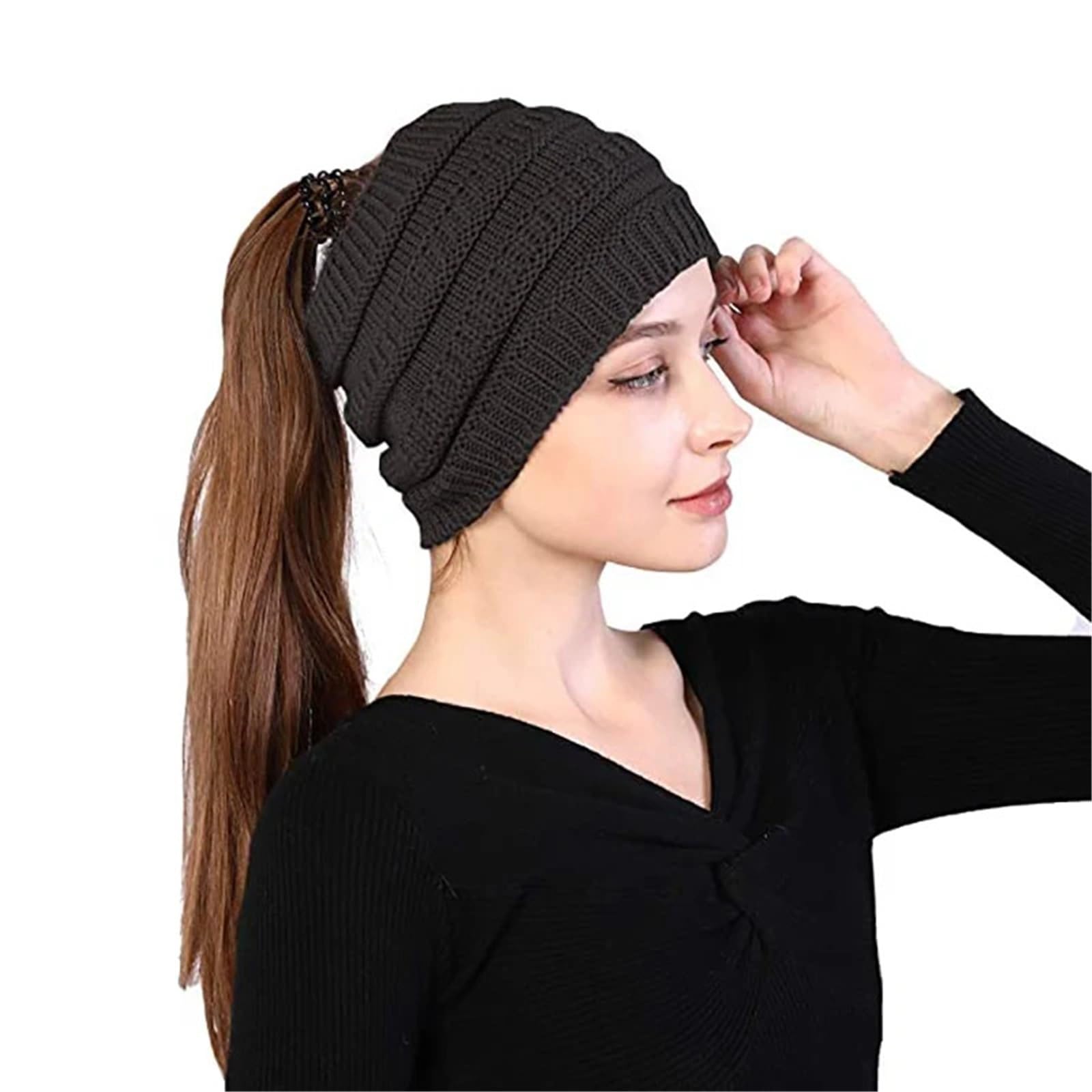 Cerchietto Invernale 2 pz Maglia Larga Fascia for Le Donne Autunno Inverno Headwrap Turbante Fasce for Capelli Con Fori Cappello Tenere Al Caldo Scaldini for Le Orecchie Femminili Per La Decorazione(L