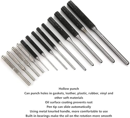 Miniatura 3 de Juego de 13 perforadores de rollo, herramienta de reparación de extracción con bolsa para reparación de automóviles, relojes y joyas, perforador de