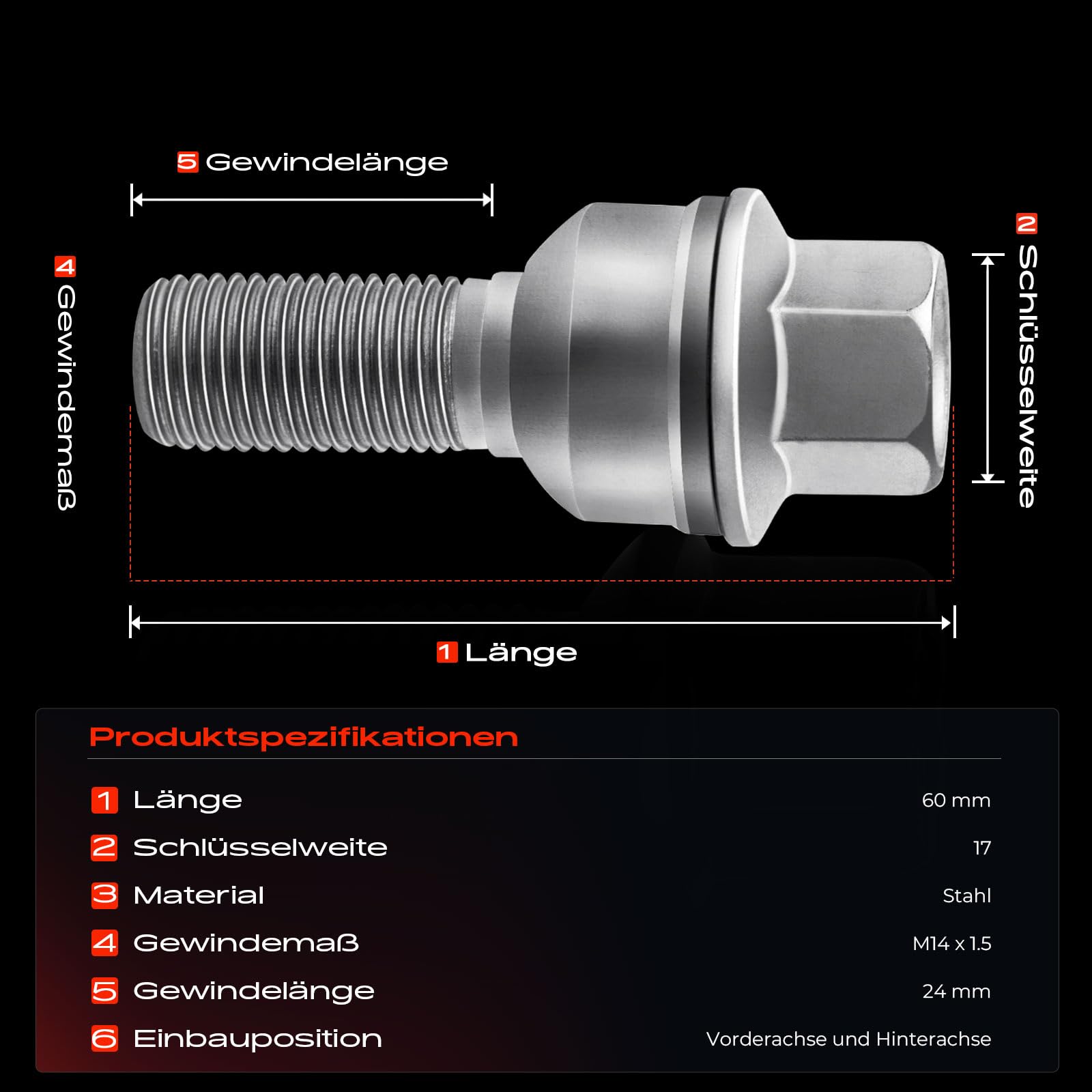 Frankberg 20x Radbolzen Radschraube 8R0601295 | Kompatibel mit Q7 4MB 4MG, A8 4H2 4H8 4HC 4HL, Q3 8UB 8UG, Q8 4MN 4MT, E-Tron GEN, Q3 F3B, Q5 8RB, Q7 4MB 4MG 4MQ