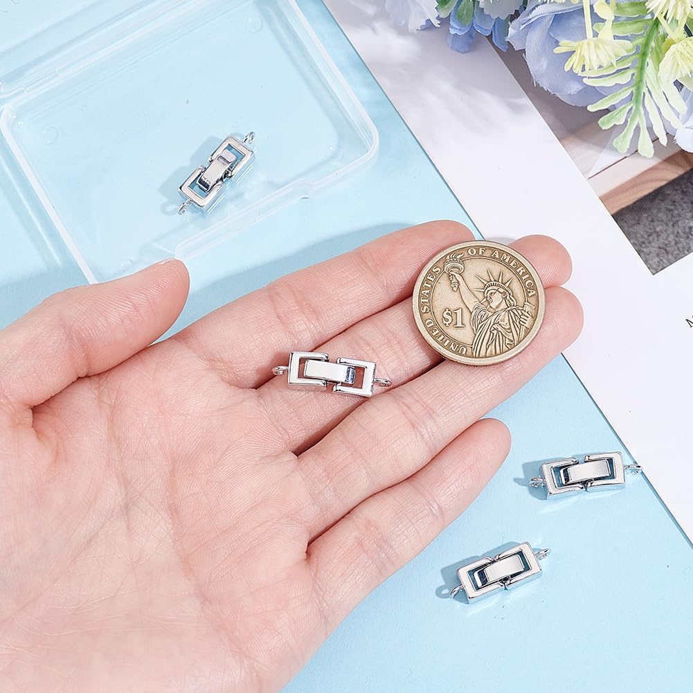Beebeecraft 1 Box 6Pcs Foldover Clasp Platinum Plated Brass Bracelet Extender Clasp Fold Buckle Necklace Extension Fasten Repair Links Closure End Caps for Bracelet Necklace Jewelry Making DIY Crafts image 3