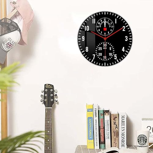Miniatura 7 de Reloj de pared moderno de avión de 15 pulgadas, instrumento de vuelo de avión, reloj de pared decorativo con batería de cuarzo silencioso para