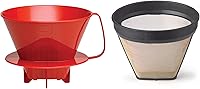 Vista 21 de Cono de Filtro de Café para Preparación Pour-Over de Fino, Tamaño Número 4, Rojo, Prepara de 8 a 12 Tazas