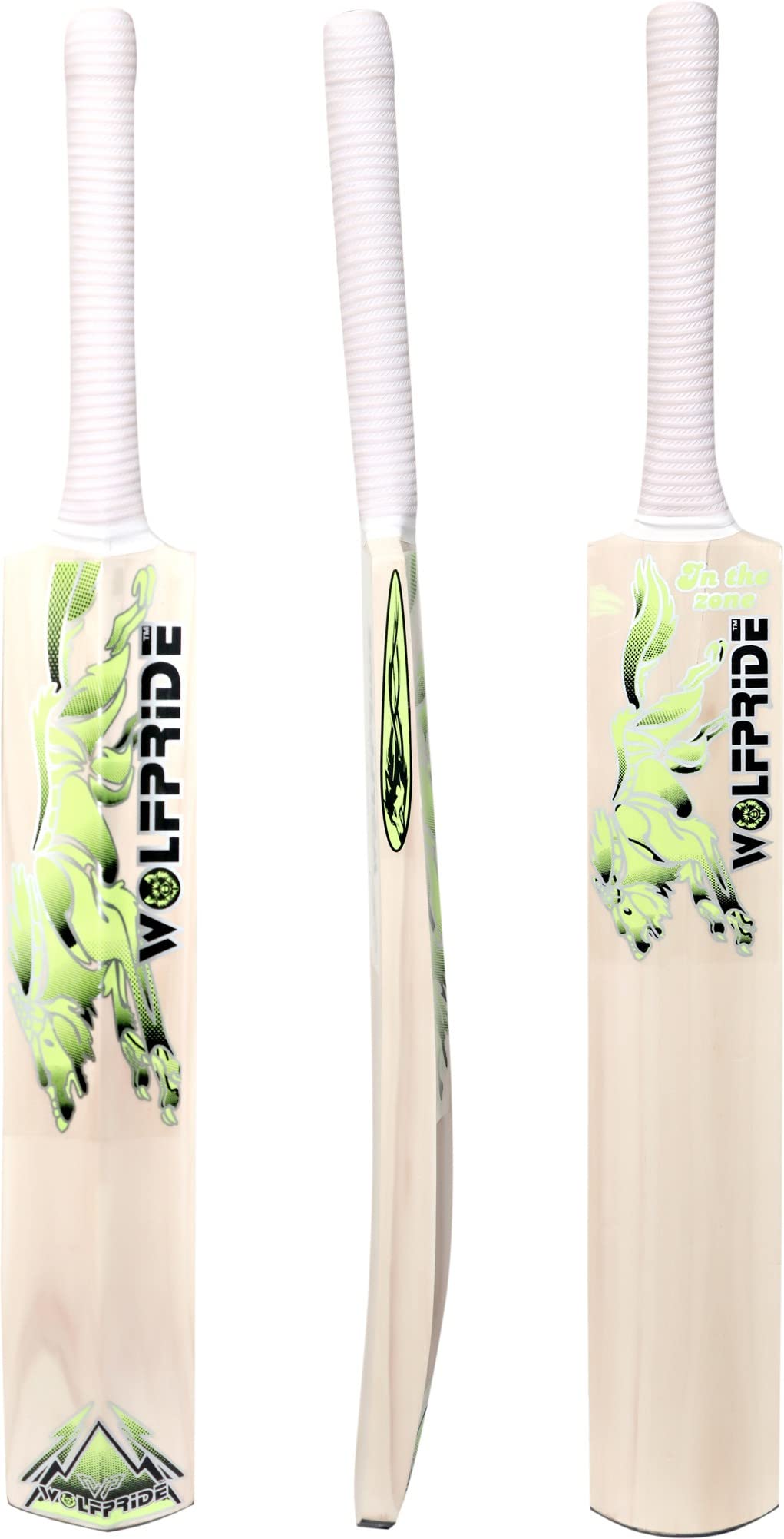 WOLF PRIDE Zone Yellow & White Poplar Willow Cricket Bat 3 in 1
