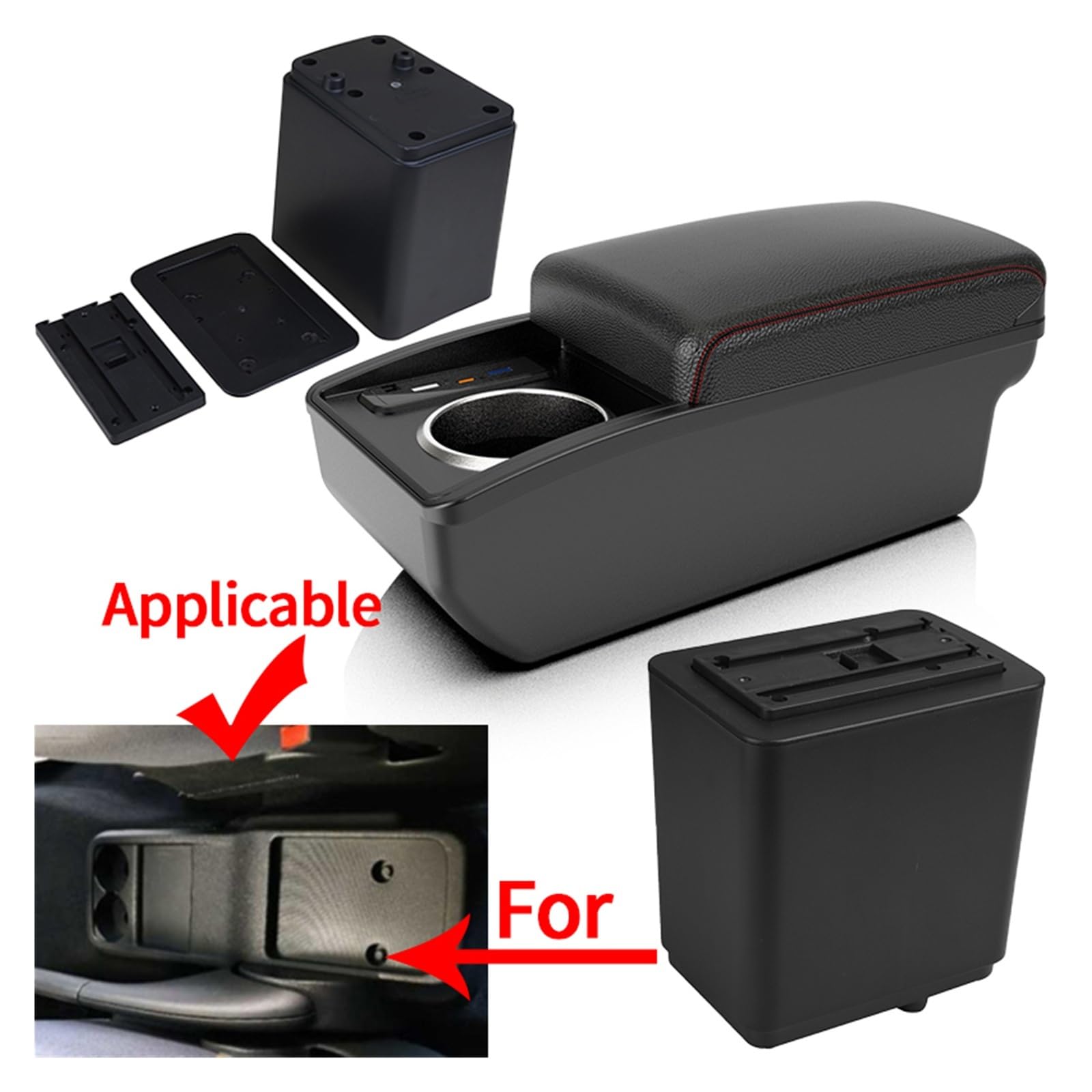 Dla Citroen Berlingo podłokietnik ze schowkiem dla Peugeot Partner Tepee podłokietnik samochodowy ze schowkiem dedykowany schowek do modernizacji(A3 white line NO USB)