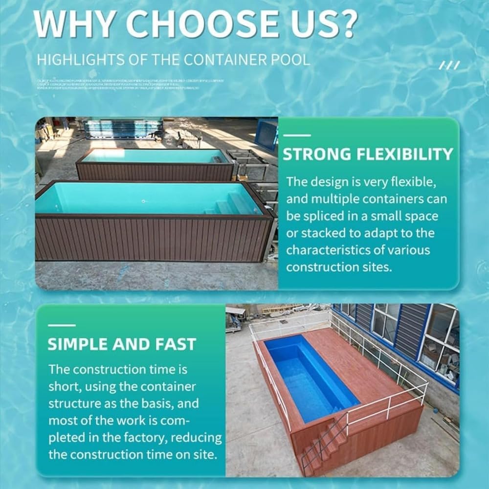 Easy-to-Install Container Swimming Pools, Portable Backyard Garden Pools, Suitable for homestays and Vacation Homes, Made of high-Strength Fiberglass.