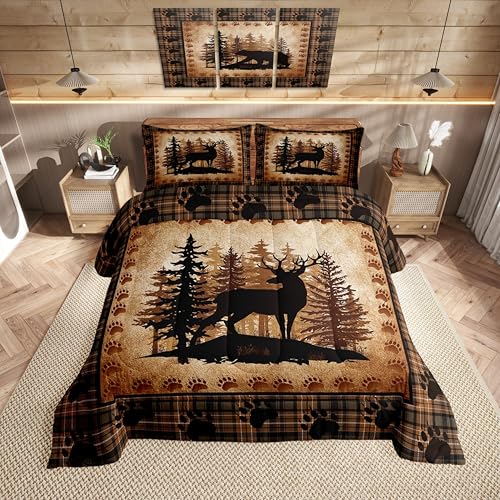 Castle Fairy Deer Bear Plaid Comforter Set Queen