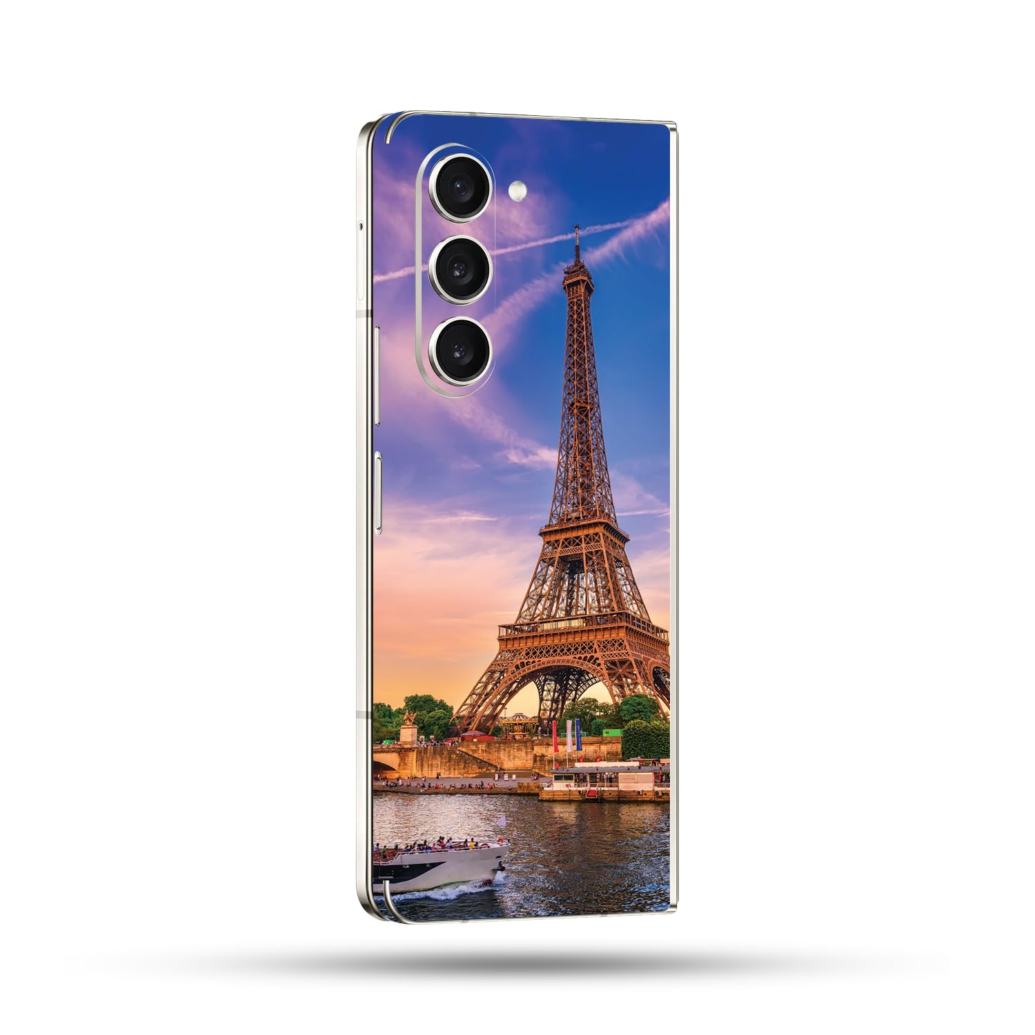 MightySkins Skin Compatible with Samsung Galaxy Z Fold 5 Full Wrap - Eiffel Tower | Protective, Durable, and Unique Vinyl Decal wrap Cover | Easy to Apply, Remove, and Change Styles | Made in The USA