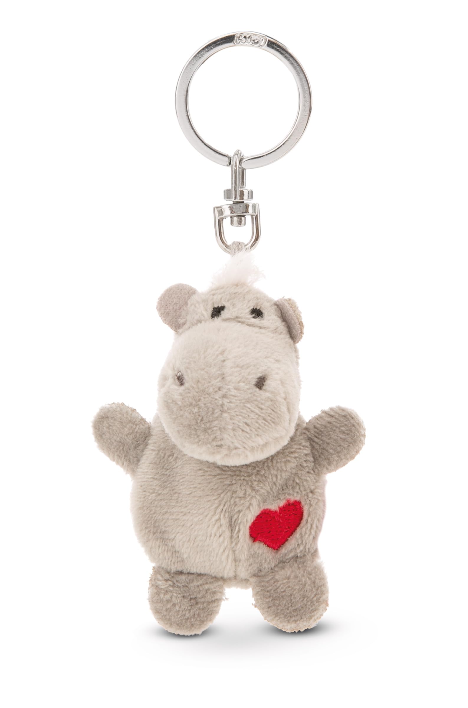 NICI Keyholder hippo with heart 5cm - grey - A loyal companion for backpacks or bags, keychain for key rings & key holders for all ages | 62082